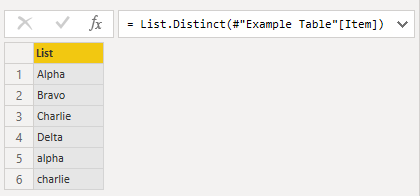 List.Distinct function returns a list
