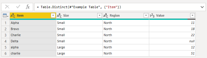 Table.Distinct function returns a Table