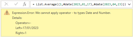 List.Average error with mixed data types